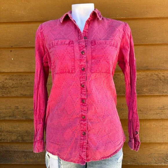 Maeve The Cate Classic Pink Button Down Open Back Long Sleeve Shirt Size XS - Picture 4 of 8